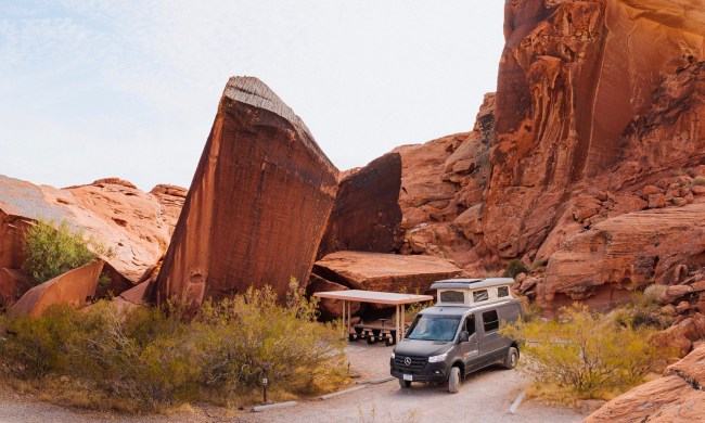 Moterra Campervan rental parked in a Utah National Park campsite.