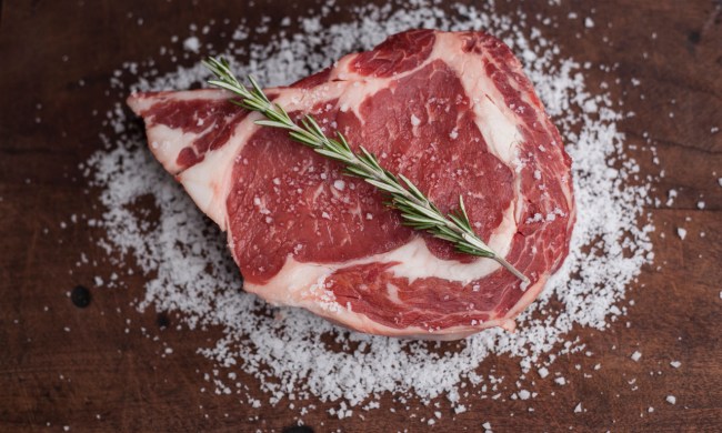 Raw ribeye steak